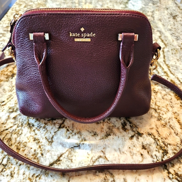 Kate Spade Jackson Street Lottie Plum satchel crossbody Leather Burgundy EUC - Picture 1 of 16